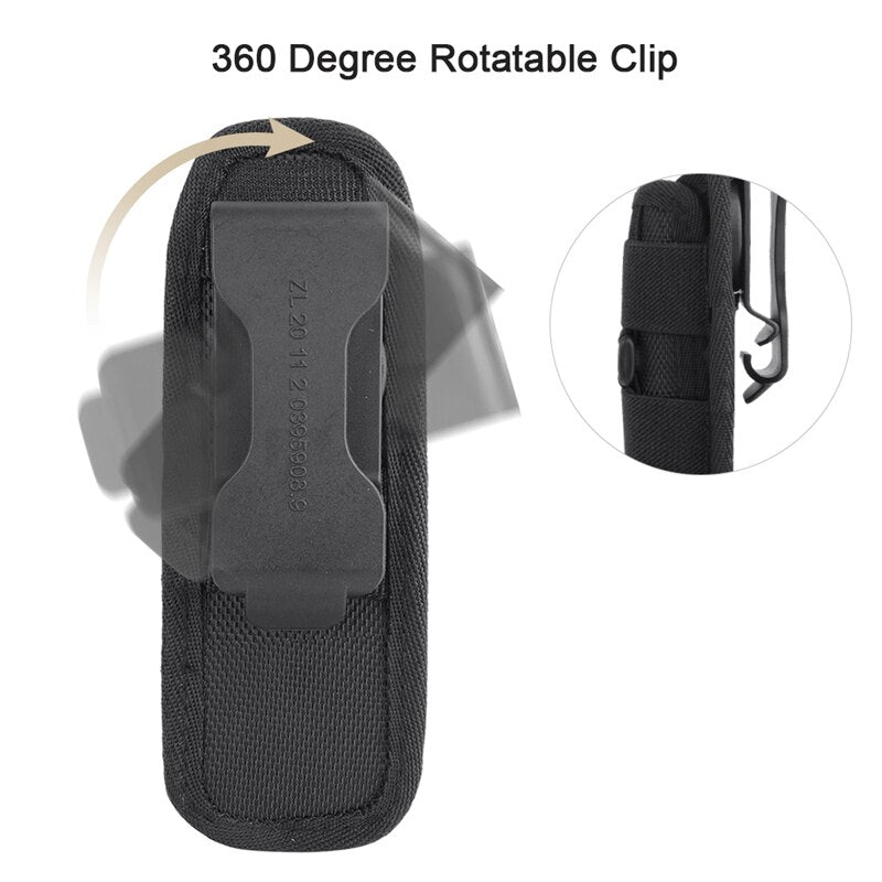 Outdoor Tactical Flashlight Pouch Holster 360 Degree Rotatable Clip Torch Cover for Belt Flashlight Holder