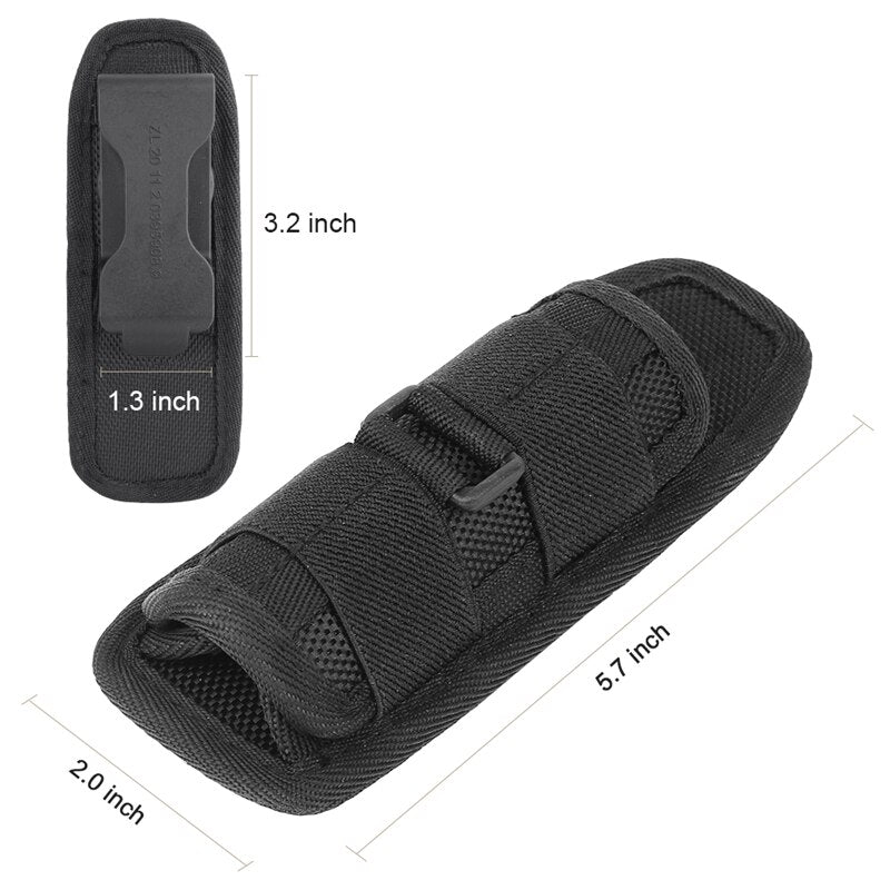 Outdoor Tactical Flashlight Pouch Holster 360 Degree Rotatable Clip Torch Cover for Belt Flashlight Holder