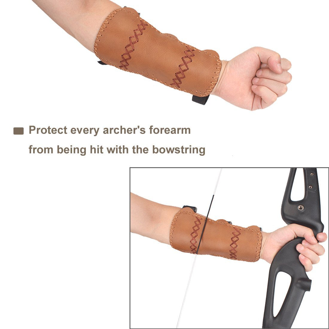 Krayney Youth Leather 3-Strap Arm Guard Hunting Shooting Archery Arm Protector