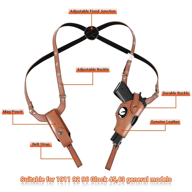Tactical Concealed Holster Leather Underarm Shoulder Bag Right Hand Hidden Holster