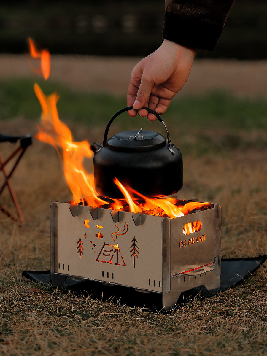 Outdoor folding stainless steel card portable camping firewood stove