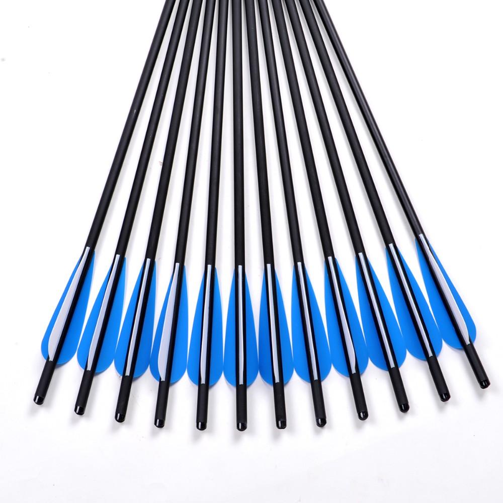 Musen 12Pcs 17 Archery Hunting Crossbow Bolt Carbon Arrow With 4 Vanes Broadheads for Archery