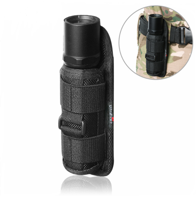 Outdoor Tactical Flashlight Pouch Holster 360 Degree Rotatable Clip Torch Cover for Belt Flashlight Holder