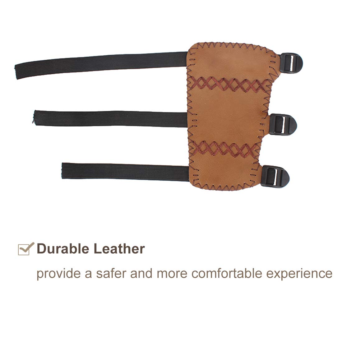 Krayney Youth Leather 3-Strap Arm Guard Hunting Shooting Archery Arm Protector