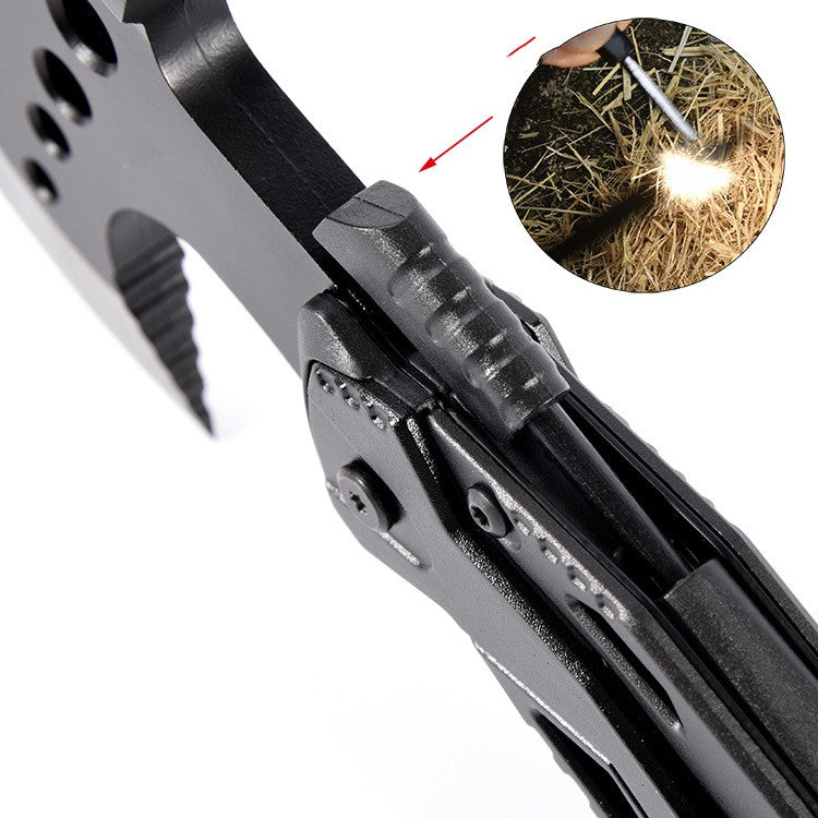 Multifunctional Camping Axe Hammer Pliers Screwdrivers Fire-making Tool