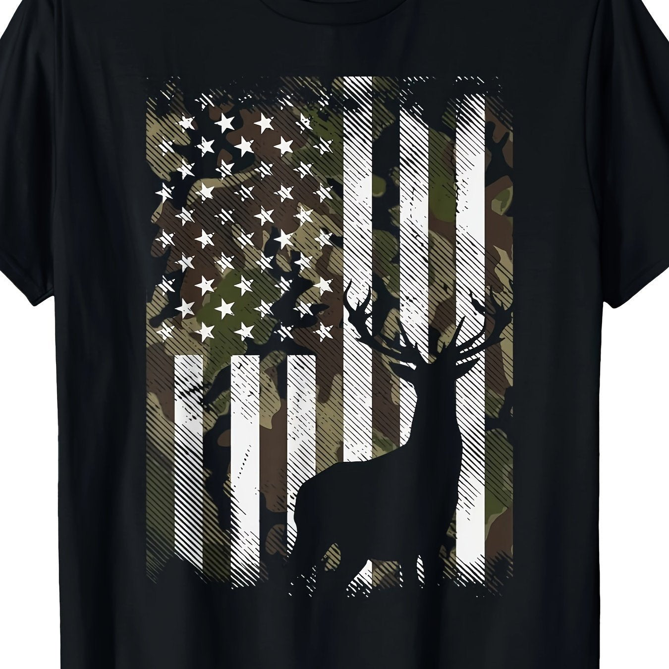 Camouflage American Flag Deer Elk Bucks T-shirt