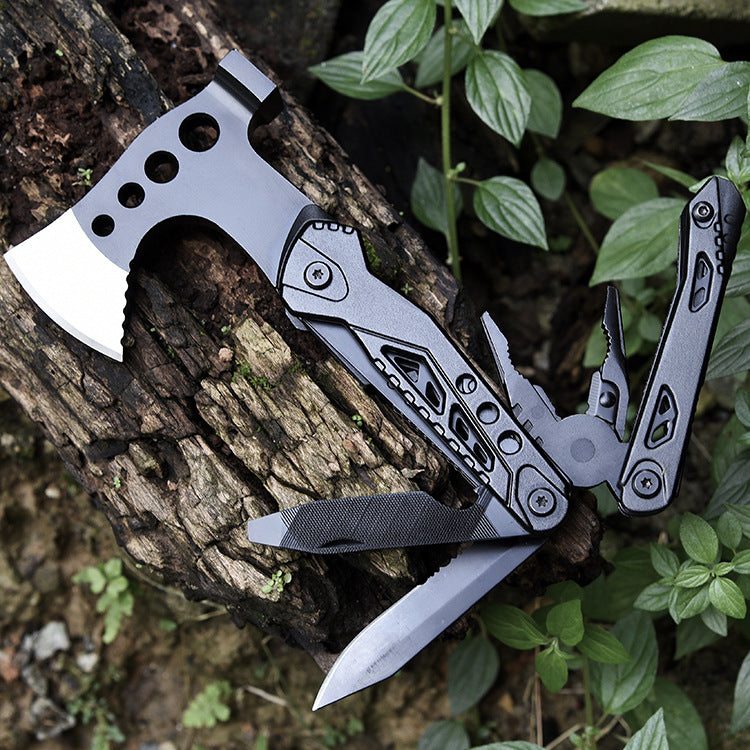 Multifunctional Camping Axe Hammer Pliers Screwdrivers Fire-making Tool