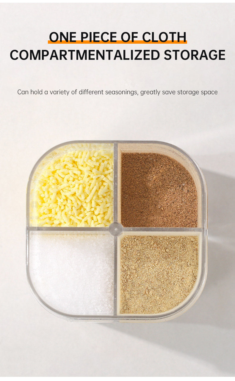 4 In 1 Seasoning Jar With Lids Transparent Spice Dispenser 4 Compartment For Cooking BBQ Salt And Pepper Shaker