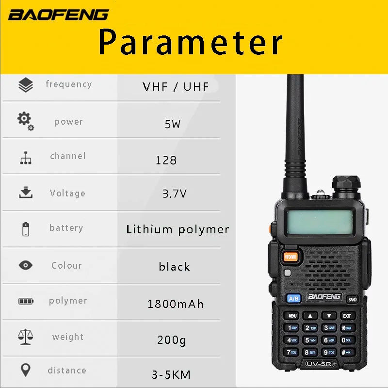 BaoFeng UV-5R Walkie Talkie Professional CB Radio Transceiver 128CH 5W VHF&UHF Handheld Hunting Radio