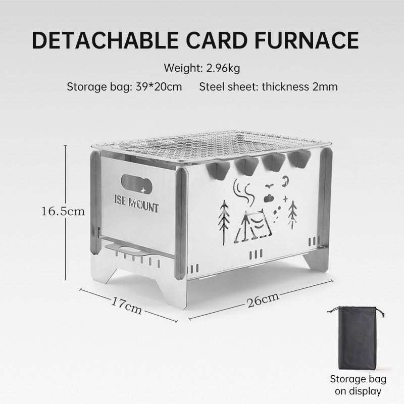 Outdoor folding stainless steel card portable camping firewood stove