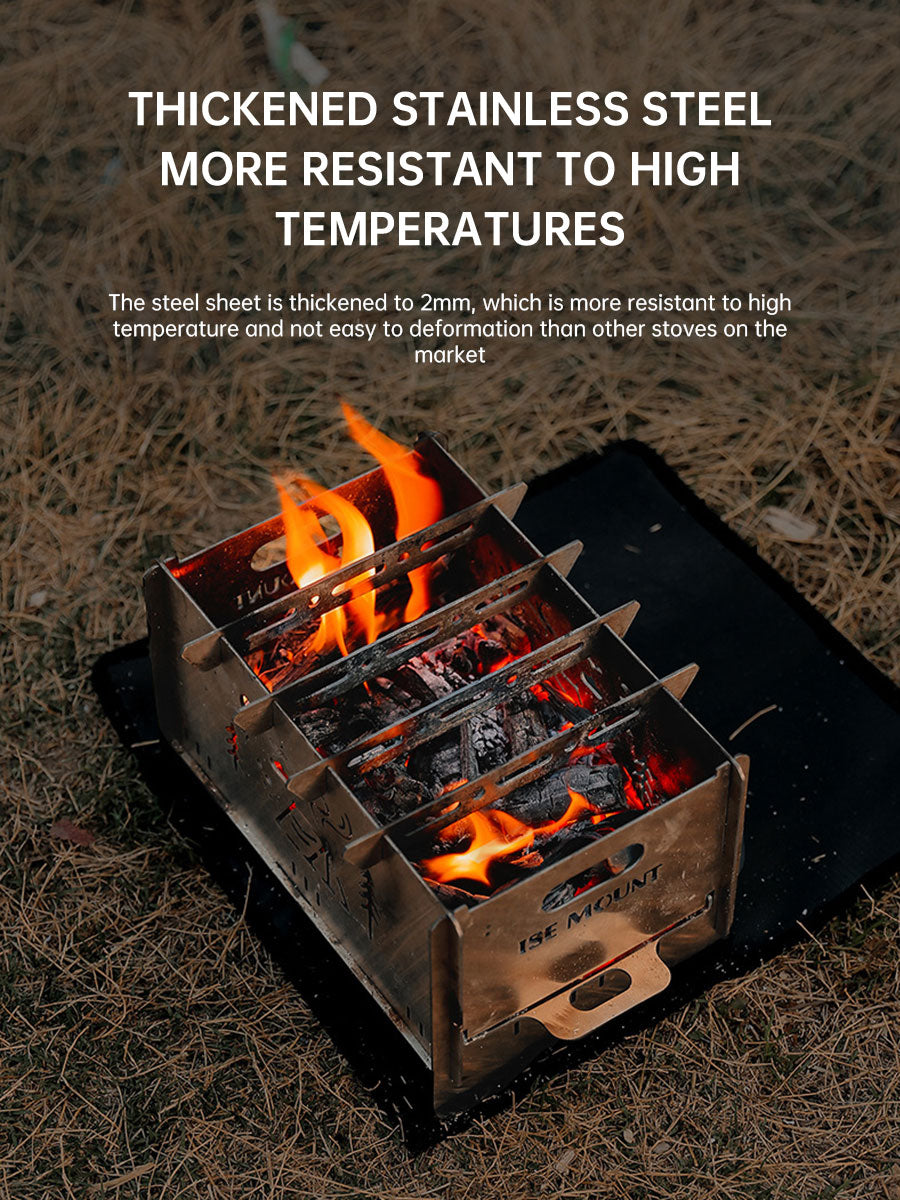 Outdoor folding stainless steel card portable camping firewood stove