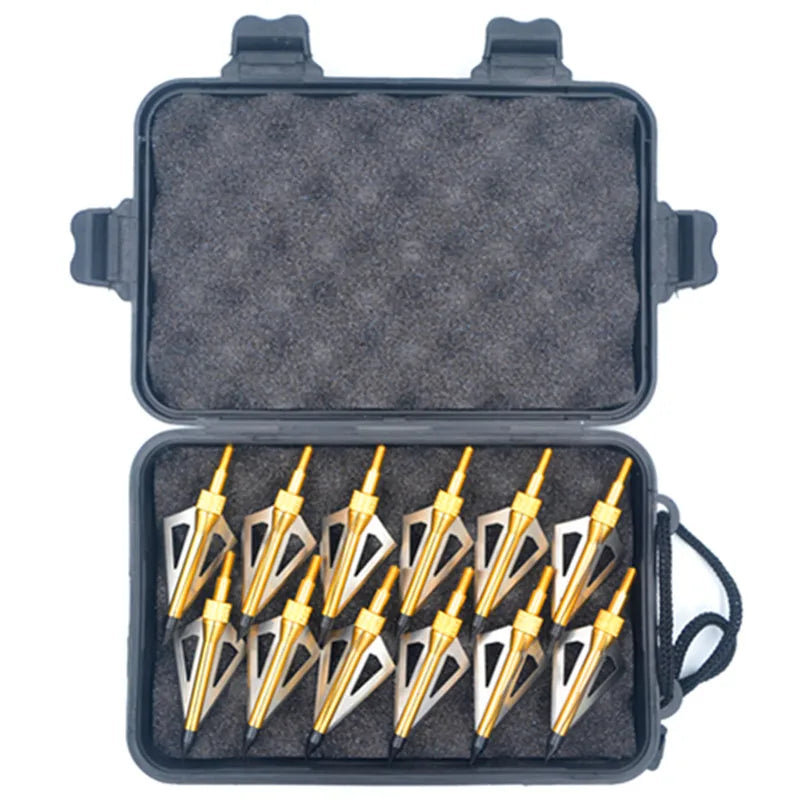 Archery 3 Blades Replaceable Arrow Broadheads, Crossbow, Longbow Hunting, Target Shooting Accessories, 12Pcs
