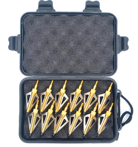 Hunting Broadheads for Compound Bow and , Archery Arrow Points, Metal Tips, 125 Grain, 3 Fixed Blade, 12Pack