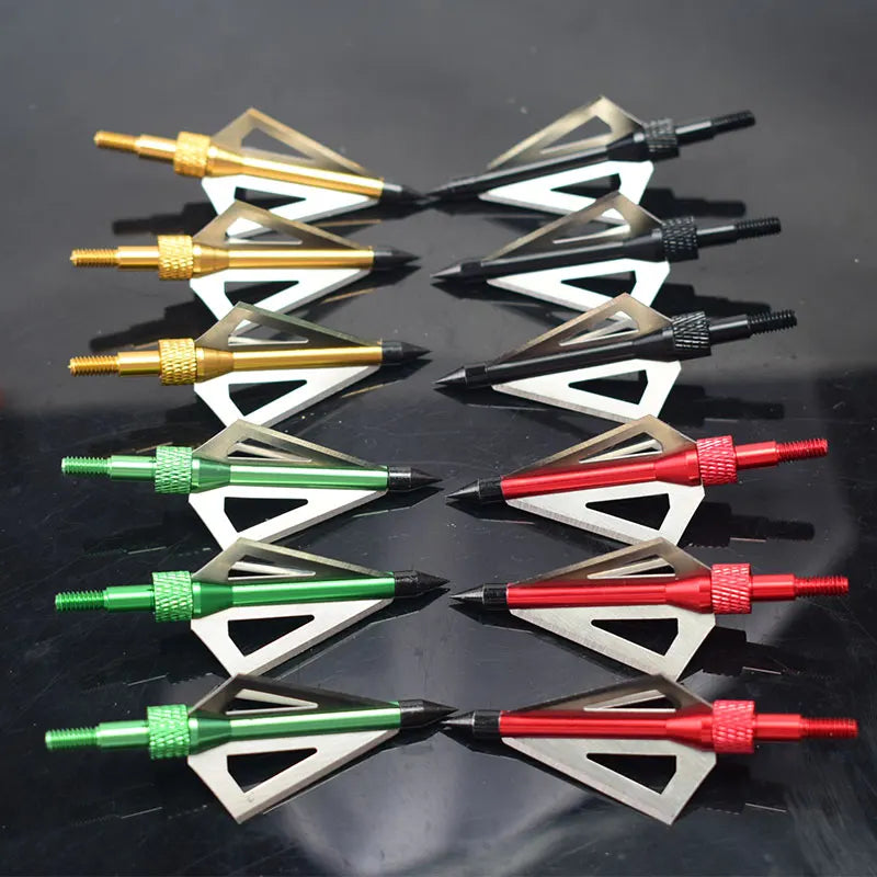 Hunting Broadheads for Compound Bow and , Archery Arrow Points, Metal Tips, 125 Grain, 3 Fixed Blade, 12Pack
