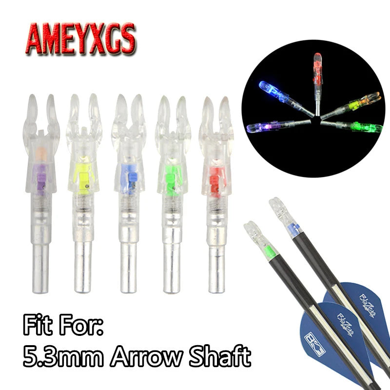 6/12pcs Archery LED Arrow Nocks Bowstring Shooting Automatic Lighted Arrow Cam Nock ID 5.3mm Arrow Shaft Hunting Accessories