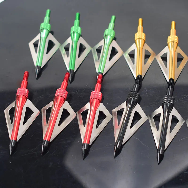 Archery 3 Blades Replaceable Arrow Broadheads, Crossbow, Longbow Hunting, Target Shooting Accessories, 12Pcs