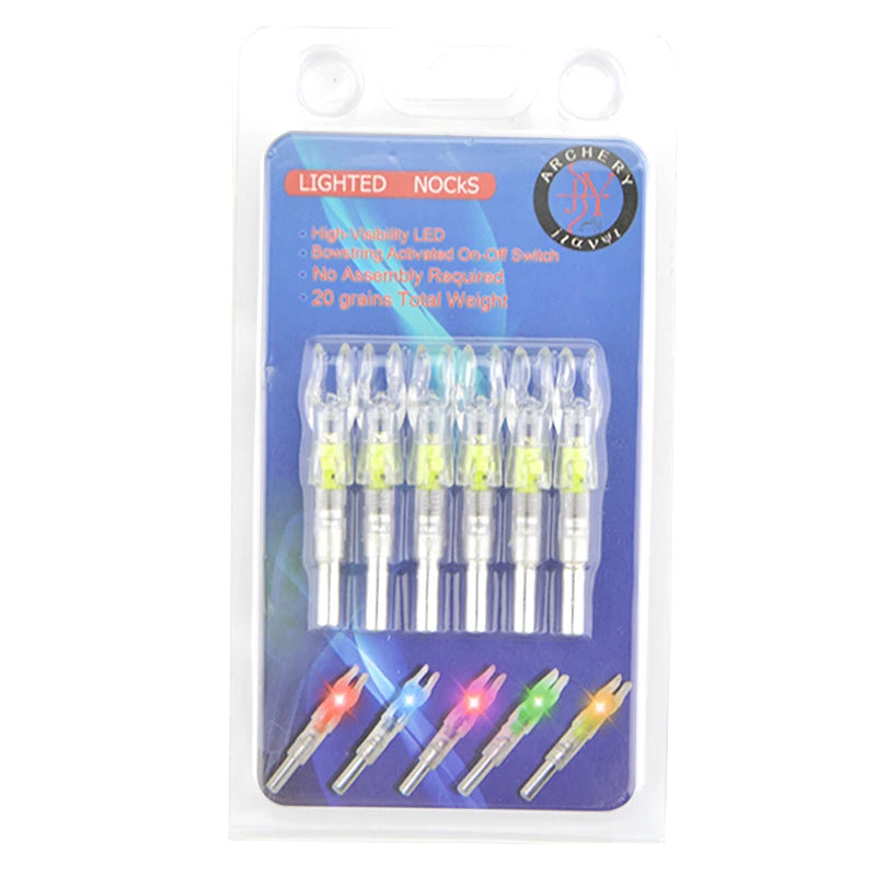 6/12pcs Archery LED Arrow Nocks Bowstring Shooting Automatic Lighted Arrow Cam Nock ID 5.3mm Arrow Shaft Hunting Accessories