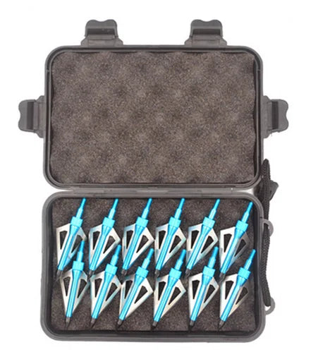 Hunting Broadheads for Compound Bow and , Archery Arrow Points, Metal Tips, 125 Grain, 3 Fixed Blade, 12Pack