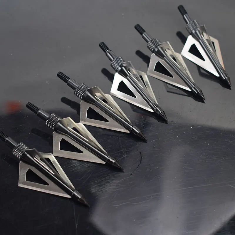 Hunting Broadheads for Compound Bow and , Archery Arrow Points, Metal Tips, 125 Grain, 3 Fixed Blade, 12Pack