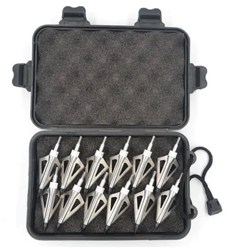 Hunting Broadheads for Compound Bow and , Archery Arrow Points, Metal Tips, 125 Grain, 3 Fixed Blade, 12Pack