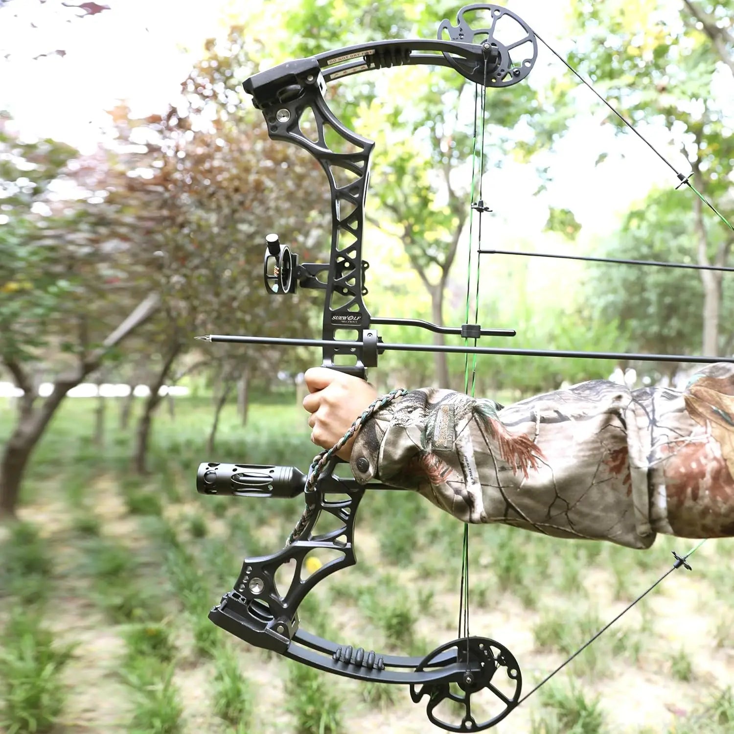 Black Compound Bow Kit, Hunting and Target, Limb Made in USA, Draw Weight 30-70 lbs Adjustable, Draw Length 19-31