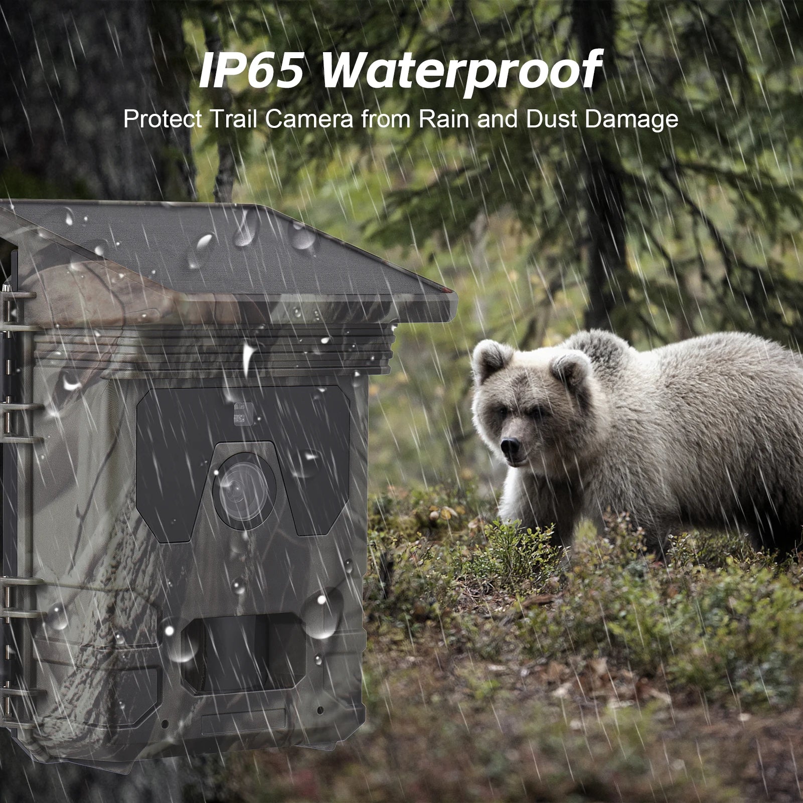 Solar Powered Night Vision Trail Camera 50MP 4K Hunting Cameras 0.3s Trigger Time for Wildlife Monitoring Hunting