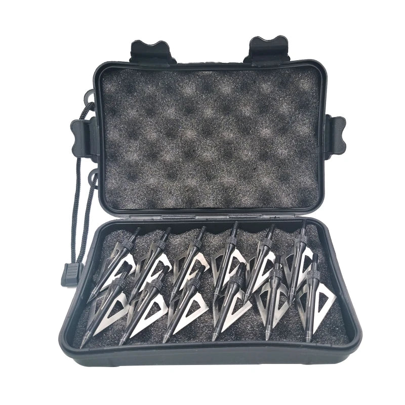 12 Pack 125 Grain 3 Fixed Blade Hunting- Broadheads Archery for Arrow Tips for Compound Bow- Great Performance