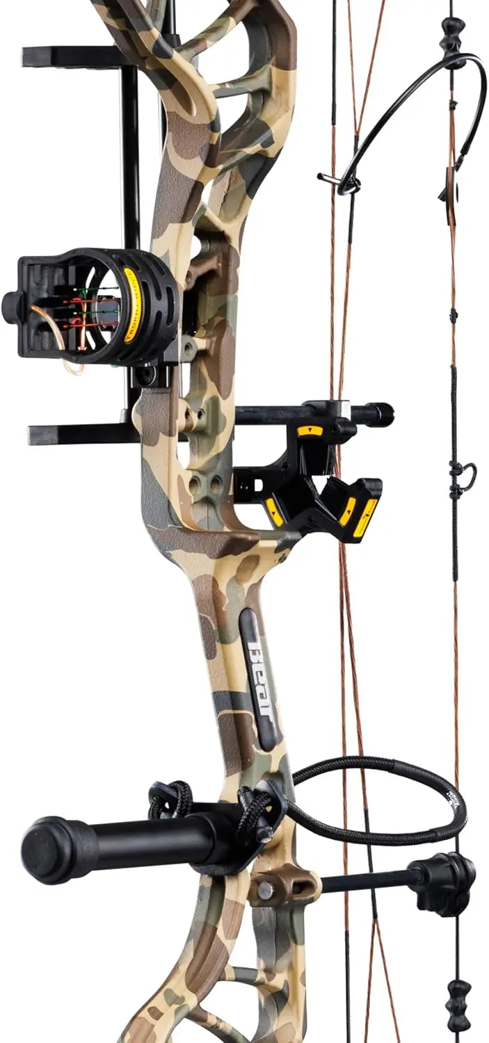Right Hand FRED BEAR/Black Compound Bow 10-70lb. Draw Weight
