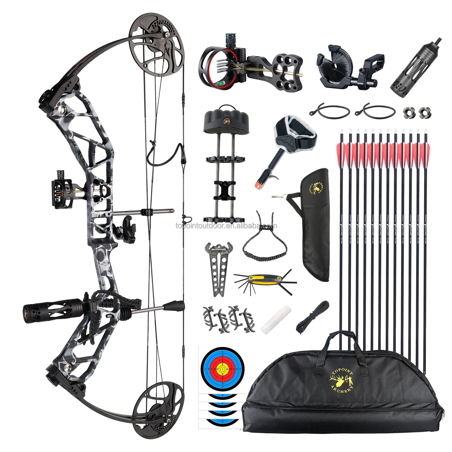 Archery T1 Compound Bow Hunting Bow And Arrow Package CNC Milling Archery Bow Riser And Cams RH And LH