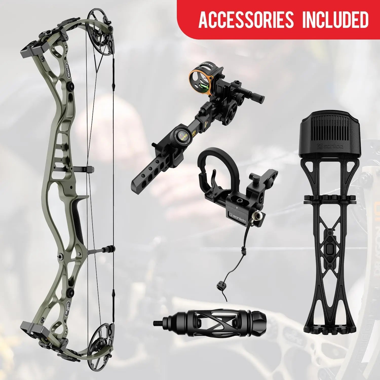 Bow Kit 60-70# Wilderness Medium Cam(27"-30")Dragon 10 Flagship Top of The Line Hunting Compound Bow Kit for Adults