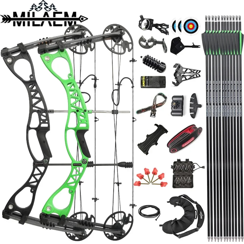 M126 Archery Compound Bow Set 0-70lbs Adjustable Let-off 80% Arrow IBO Speed 320 Competitive Hunting Shooting