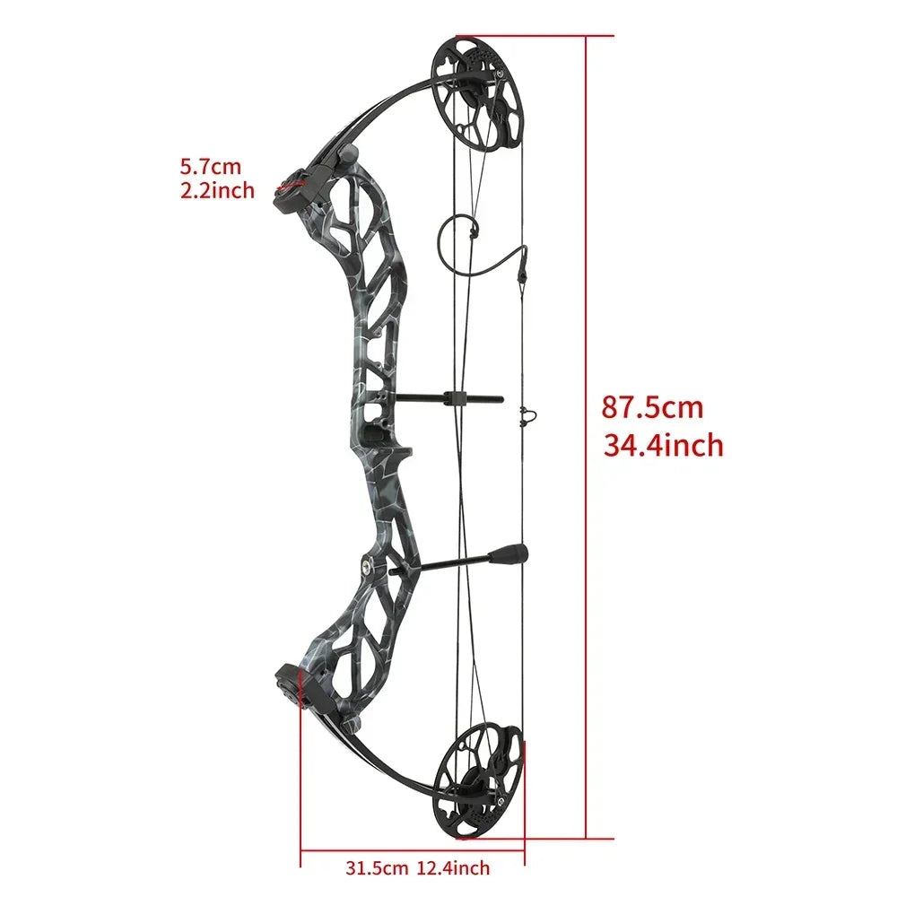 19-70Lbs Compound Bow 320fps CNC Aluminum Alloy Bow Riser Dual Cam Archery Pulley Bow for Right Hand Shooting Hunting Target