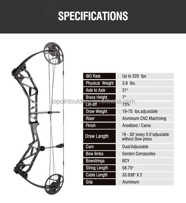 Archery T1 Compound Bow Hunting Bow And Arrow Package CNC Milling Archery Bow Riser And Cams RH And LH