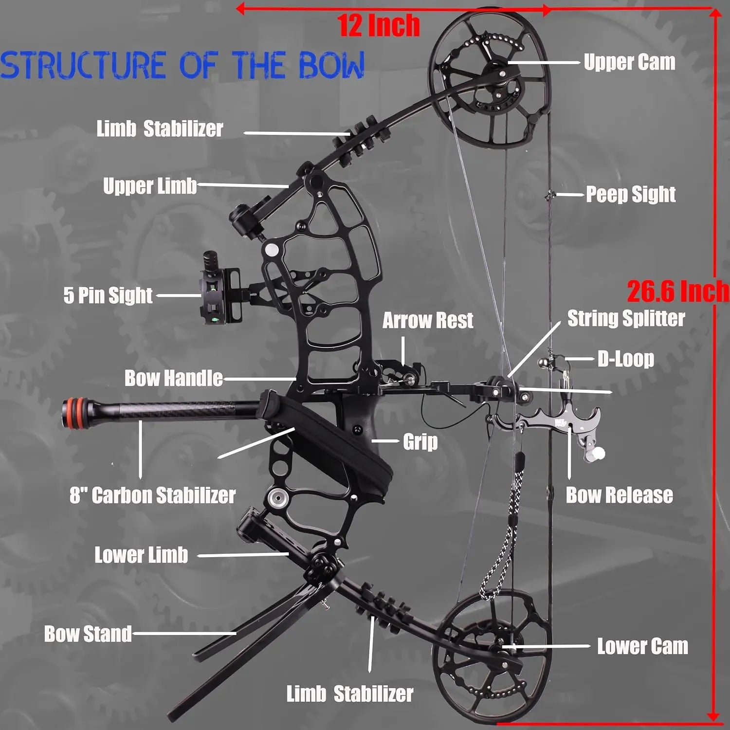 Compound Bow for Steel Ball and Arrow, Draw Weight 40-65 LBS, Short-Axis Hunting Steel Ball Compound Bow with Bag and All