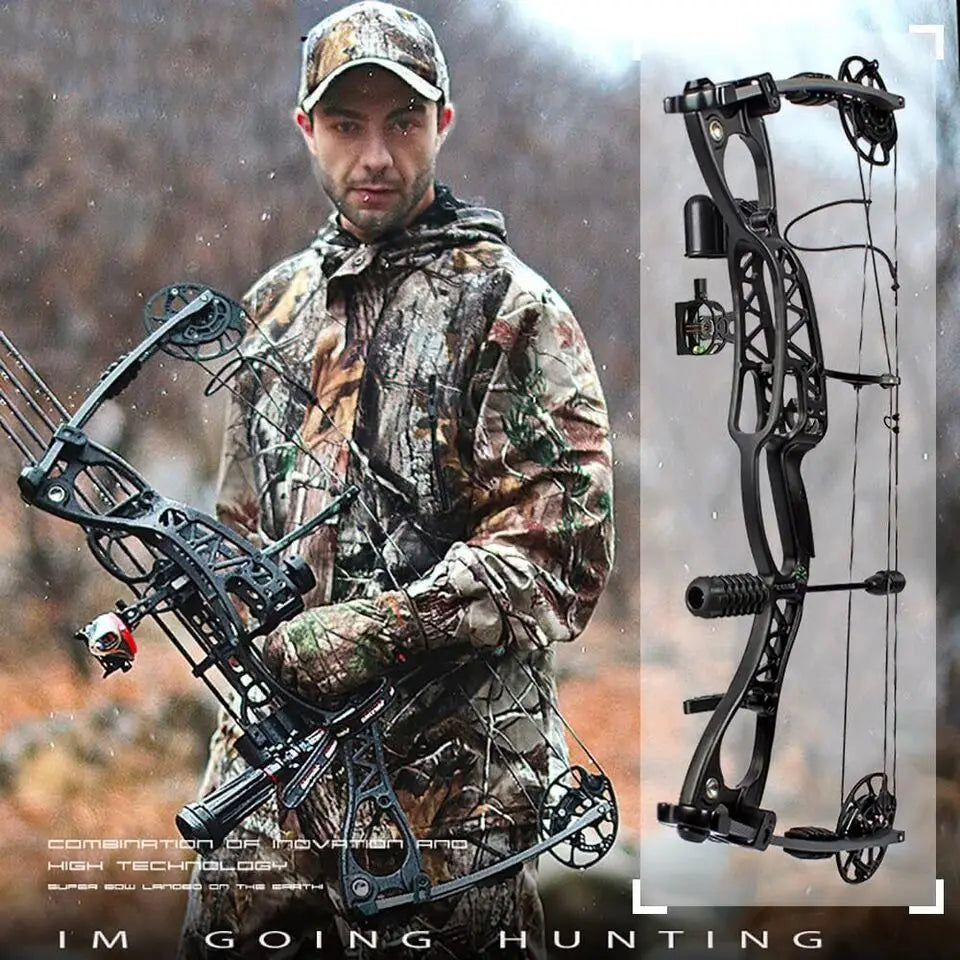 M126 Archery Compound Bow Set 0-70lbs Adjustable Let-off 80% Arrow IBO Speed 320 Competitive Hunting Shooting