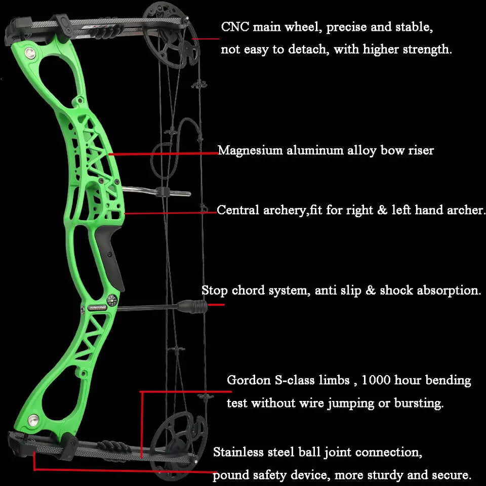 M126 Archery Compound Bow Set 0-70lbs Adjustable Let-off 80% Arrow IBO Speed 320 Competitive Hunting Shooting