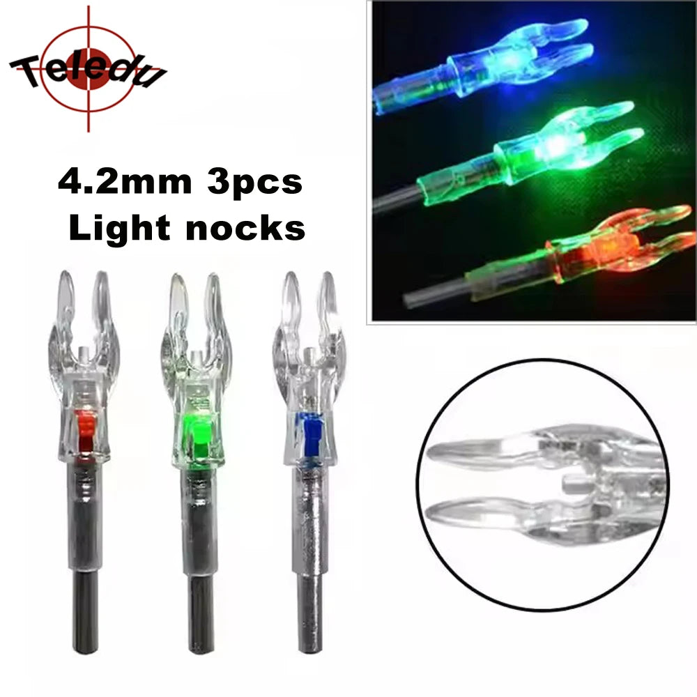 ID 4.2mm Automatic Led Flash Light Arrow Nocks Switch On/Off DIY Archery Arrow Tails 3pcs