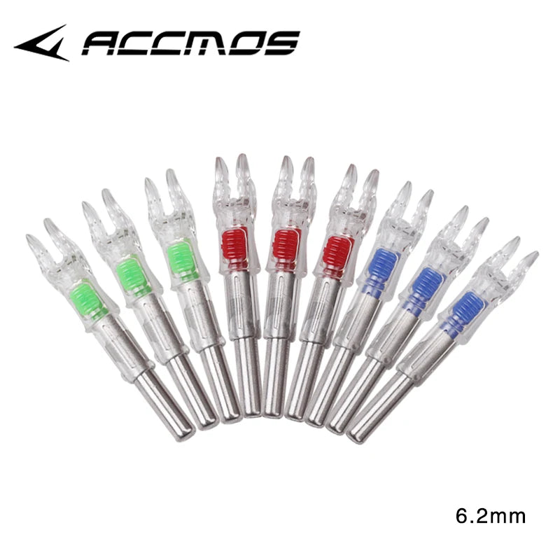 6/12pcs Archery ID 6.2 mm Lighted Arrow Nock LED Arrow Tail Accessory for Shooting Hunting