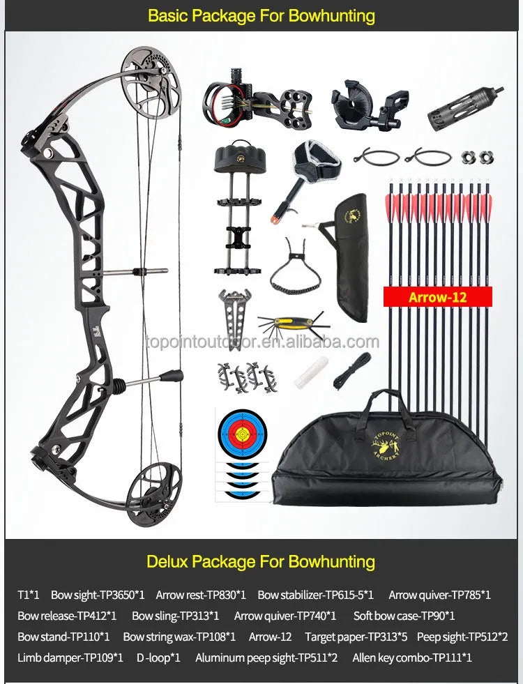 Archery T1 Compound Bow Hunting Bow And Arrow Package CNC Milling Archery Bow Riser And Cams RH And LH
