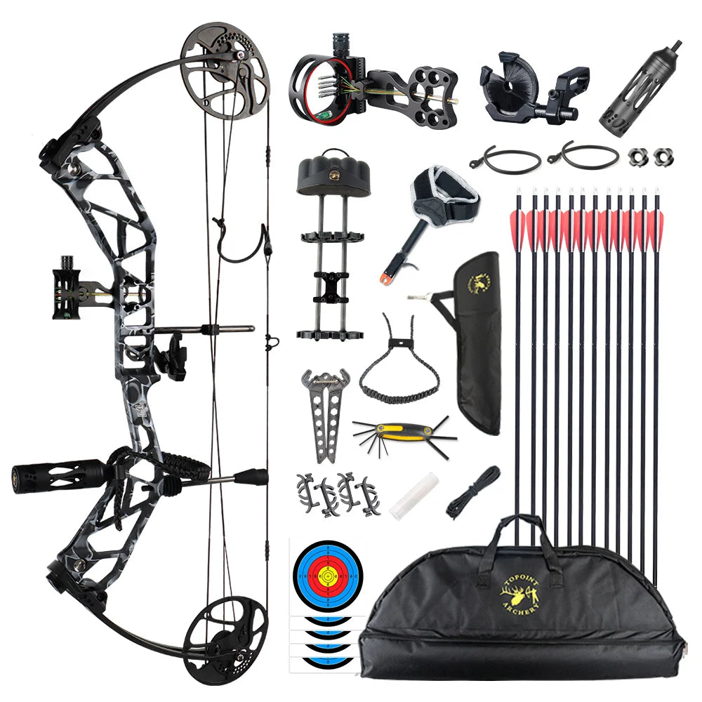 Topoint Archery T1 Compound Hunting Bow And Arrow Package CNC Milling Archery Bow Riser And Cams RH And LH