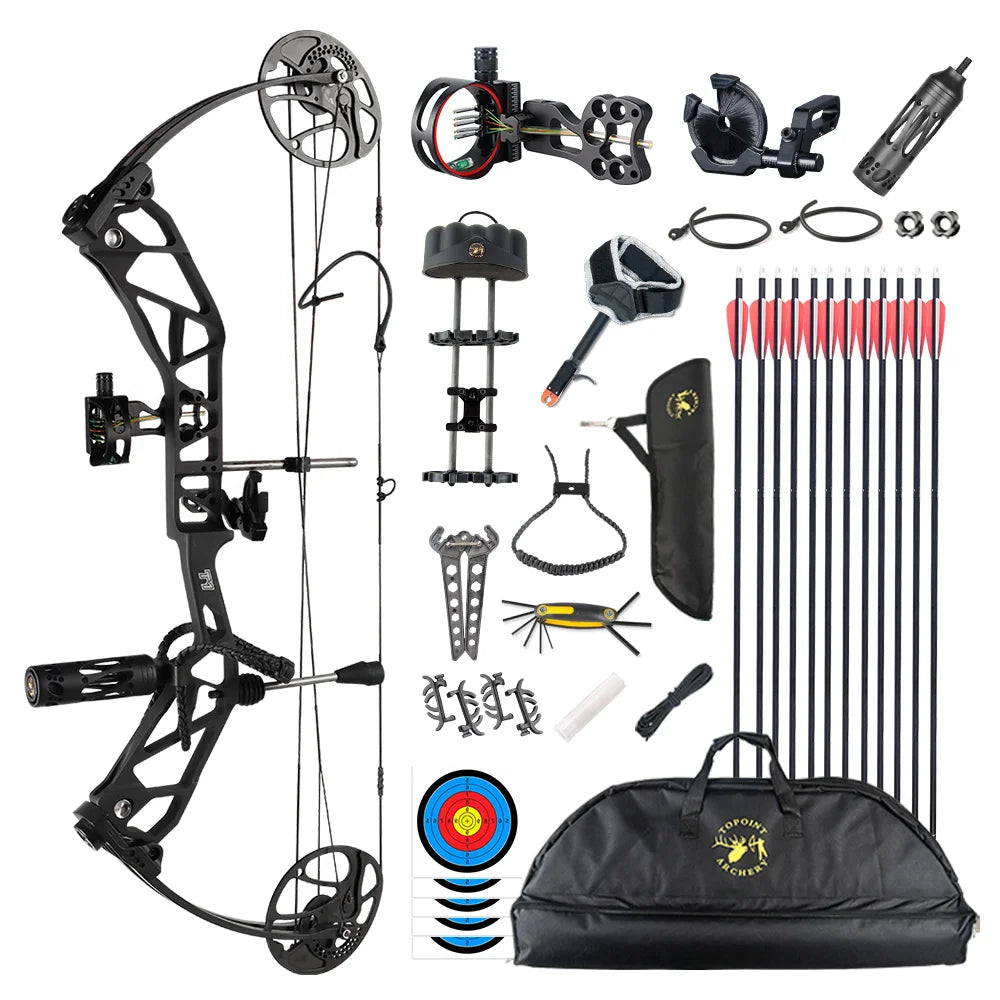 Archery T1 Compound Bow Hunting Bow And Arrow Package CNC Milling Archery Bow Riser And Cams RH And LH