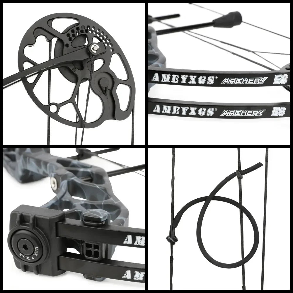 19-70Lbs Compound Bow 320fps CNC Aluminum Alloy Bow Riser Dual Cam Archery Pulley Bow for Right Hand Shooting Hunting Target