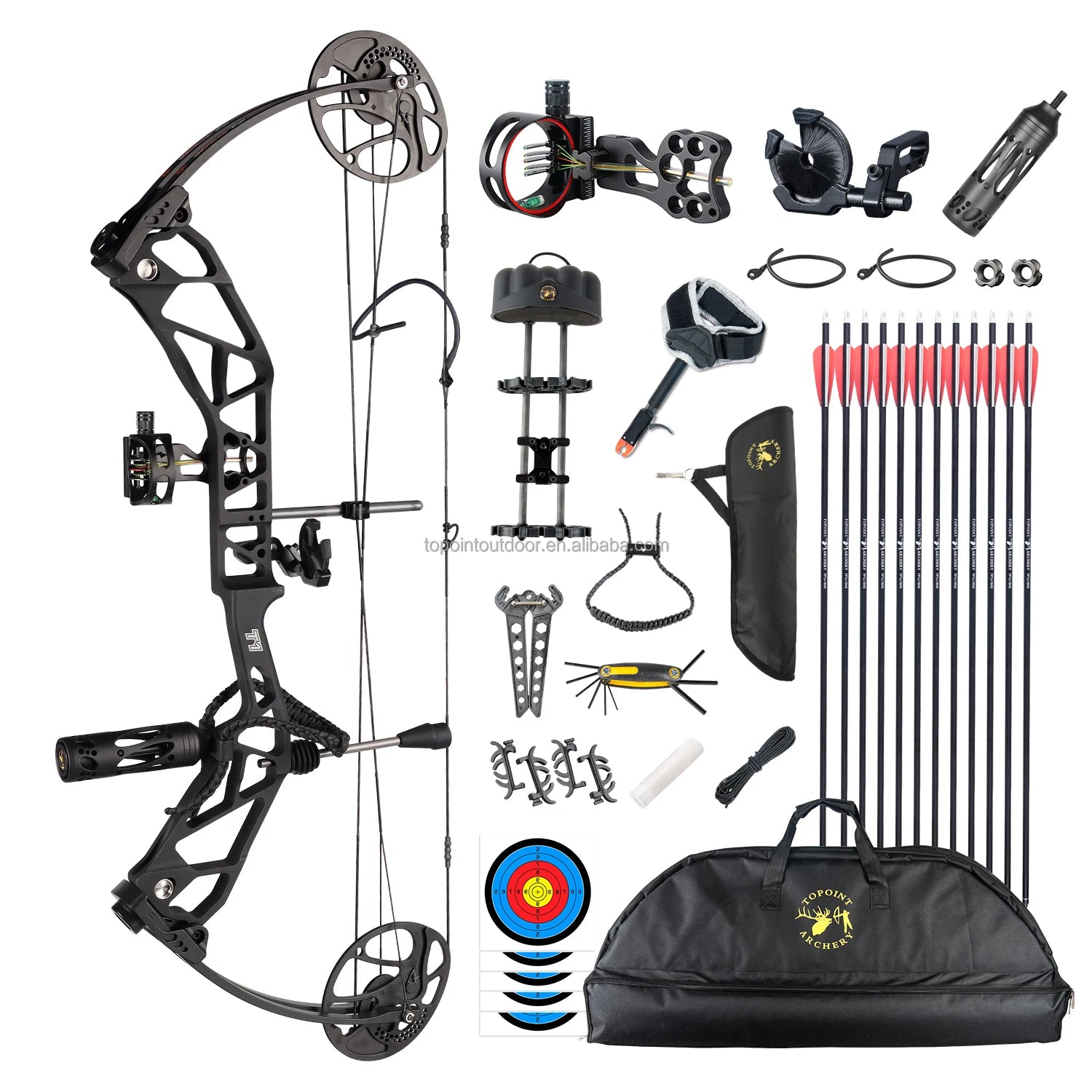 Archery T1 Compound Bow Hunting Bow And Arrow Package CNC Milling Archery Bow Riser And Cams RH And LH