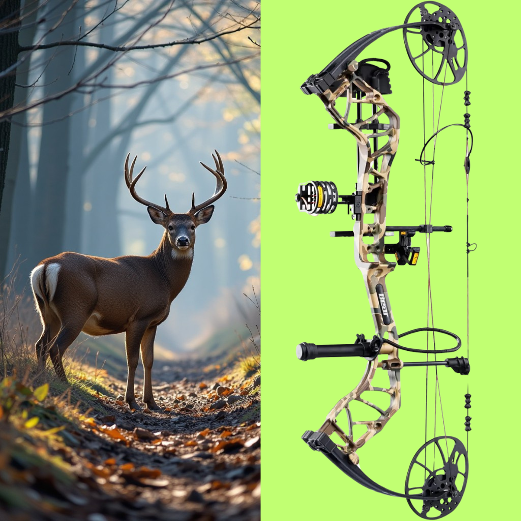 Right Hand FRED BEAR/Black Compound Bow 10-70lb. Draw Weight