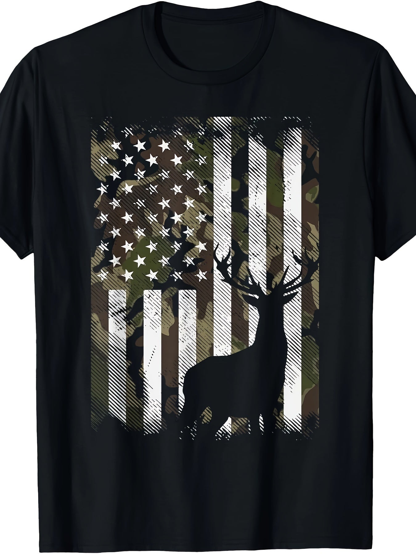 Camouflage American Flag Deer Elk Bucks T-shirt