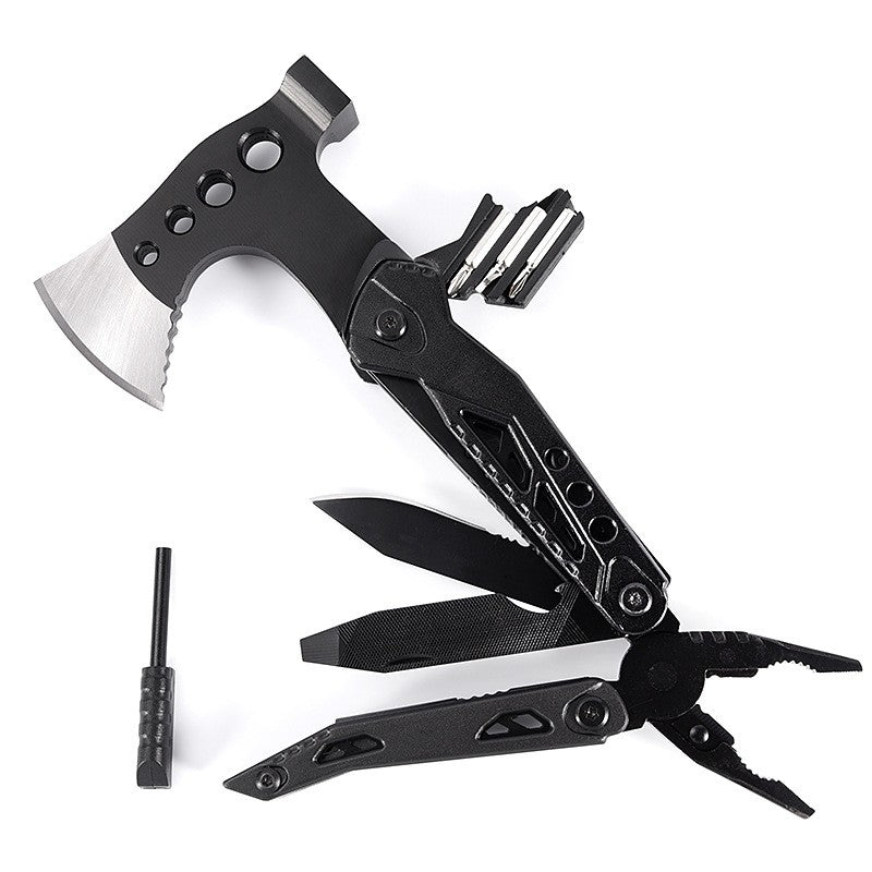 Multifunctional Camping Axe Hammer Pliers Screwdrivers Fire-making Tool