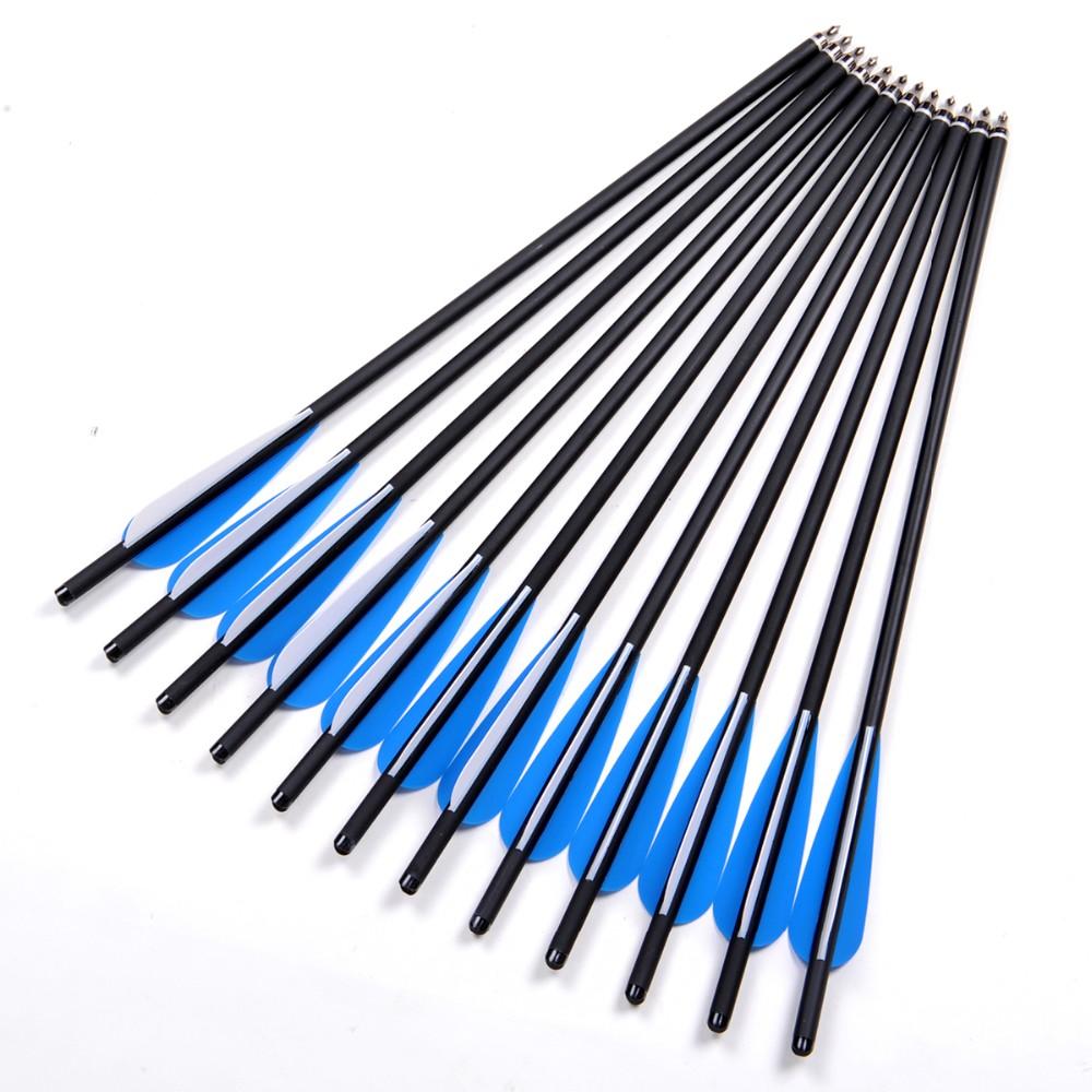 Musen 12Pcs 17 Archery Hunting Crossbow Bolt Carbon Arrow With 4 Vanes Broadheads for Archery