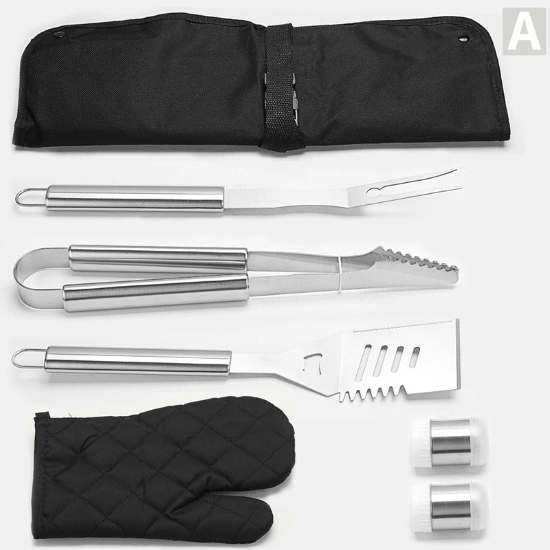 Stainless Steel Grill Apron Multifunctional 6 Piece Set Outdoor Tool Combination