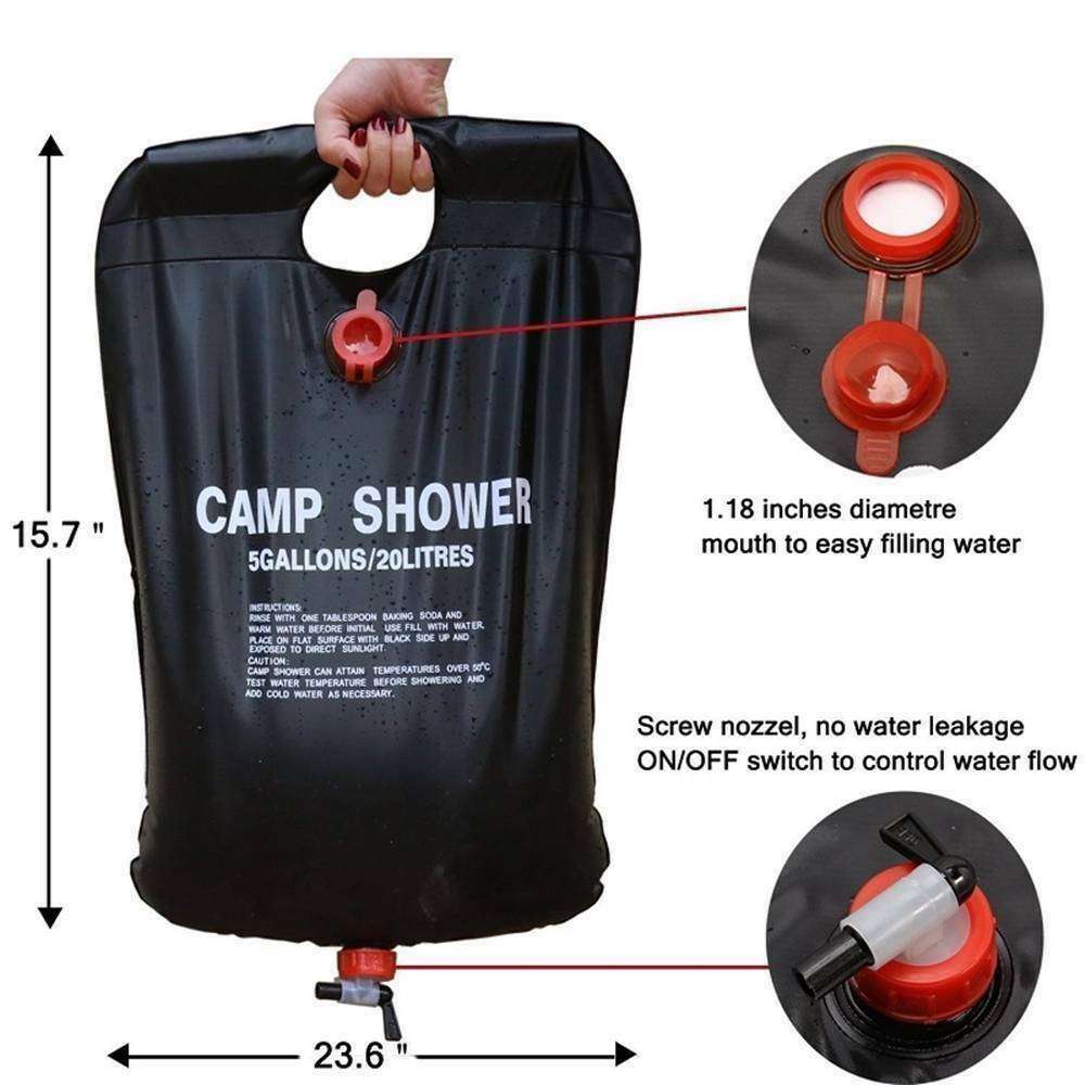 HPG SunSpa Portable Solar Shower: 20L Compact Camping Bath Bag