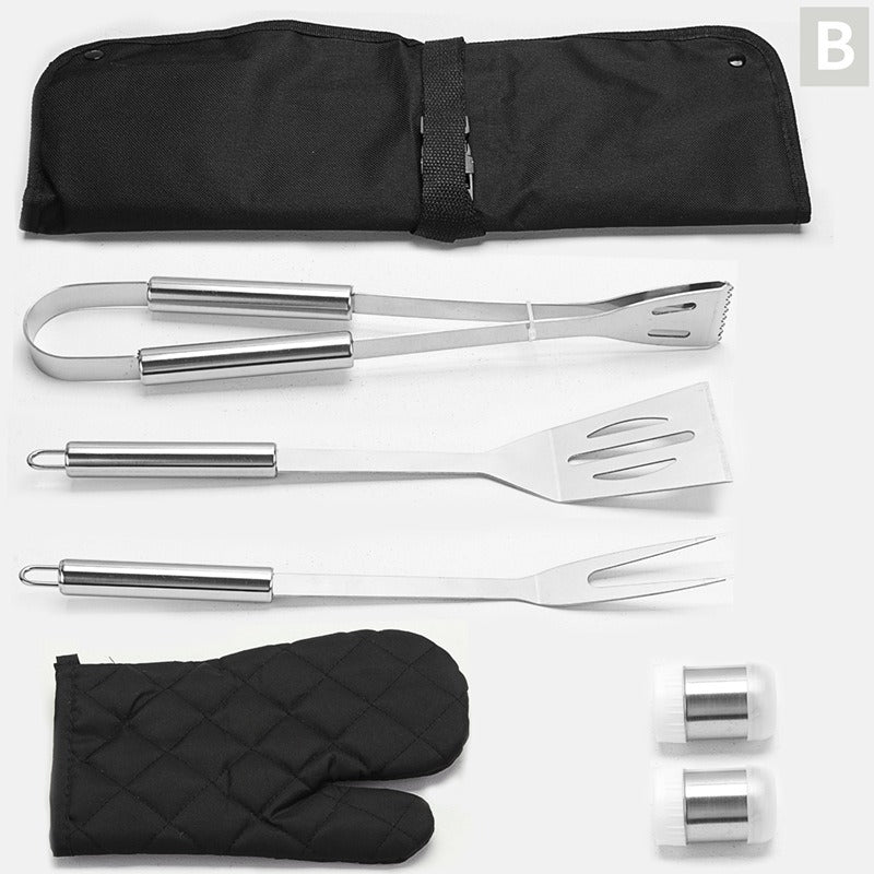 Stainless Steel Grill Apron Multifunctional Grill 6 Piece Set Outdoor Tool Combination